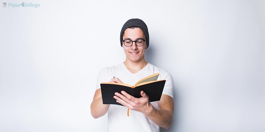 Man Pen Opened Textbook