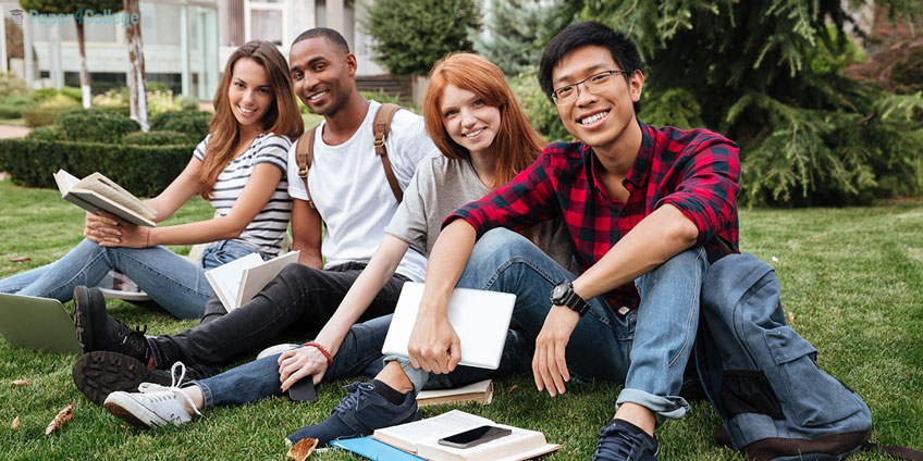 Students on College Lawn