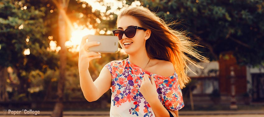 young girl with IPhone